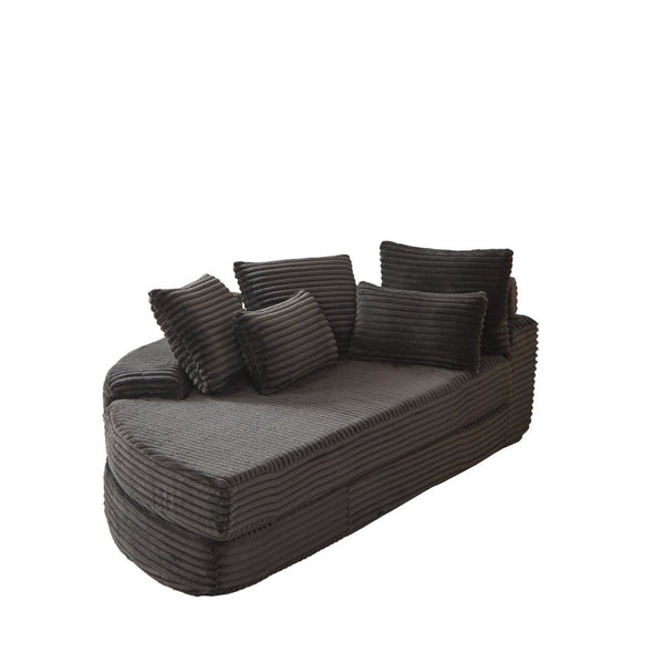 English Elm 78.5-inch Corduroy Circular Reclining Lounger with Neck Support and Throw Pillows W834P498884