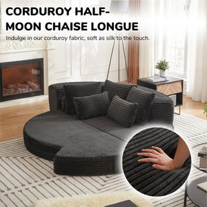 English Elm 78.5-Inch Corduroy Circular Cloud Sofa Modular Reclining Lounger for Living Rooms Black W834P498885
