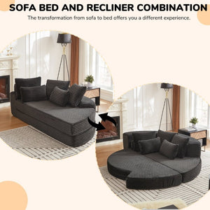 English Elm 78.5-Inch Corduroy Circular Cloud Sofa Modular Reclining Lounger for Living Rooms Black W834P498885