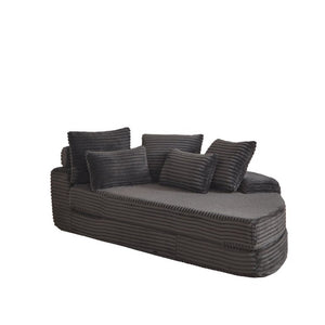 English Elm 78.5-Inch Corduroy Circular Cloud Sofa Modular Reclining Lounger for Living Rooms Black W834P498885
