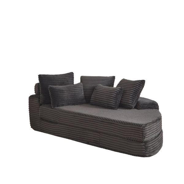 English Elm 78.5-Inch Corduroy Circular Cloud Sofa Modular Reclining Lounger for Living Rooms Black W834P498885