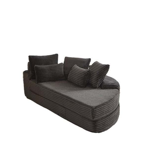 English Elm 78.5-Inch Corduroy Circular Cloud Sofa Modular Reclining Lounger for Living Rooms Black W834P498885