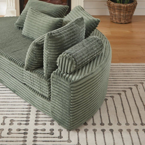 English Elm 78.5-Inch Corduroy Circular Cloud Sofa Modular Reclining Lounger for Living Rooms Green - A W834P498887