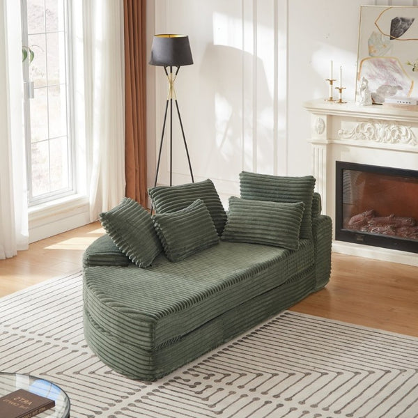 English Elm 78.5-Inch Corduroy Circular Cloud Sofa Modular Reclining Lounger for Living Rooms Green - A W834P498887