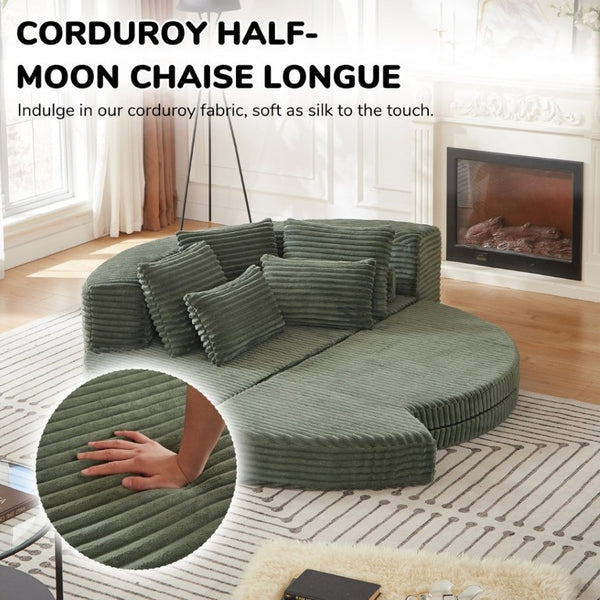 English Elm 78.5-Inch Corduroy Circular Cloud Sofa Modular Reclining Lounger for Living Rooms Green - A W834P498887