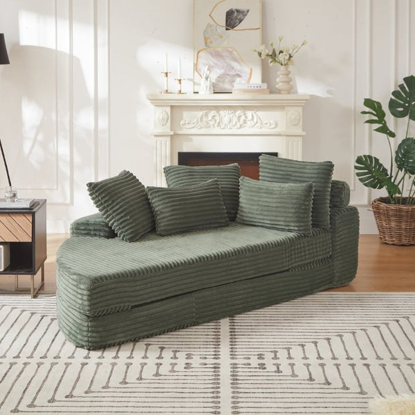 English Elm 78.5-Inch Corduroy Circular Cloud Sofa Modular Reclining Lounger for Living Rooms Green - A W834P498887
