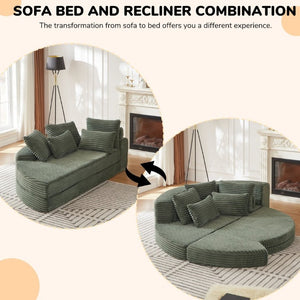 English Elm 78.5-Inch Corduroy Circular Cloud Sofa Modular Reclining Lounger for Living Rooms Green - A W834P498887