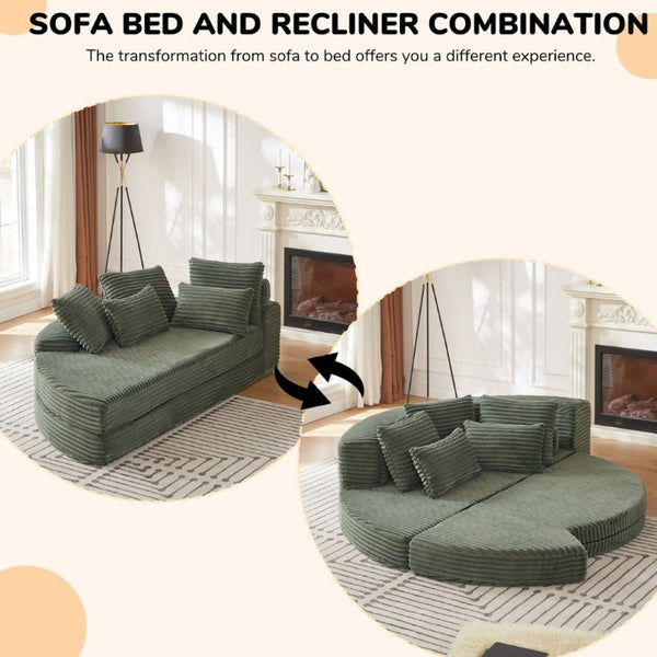 English Elm 78.5-Inch Corduroy Circular Cloud Sofa Modular Reclining Lounger for Living Rooms Green - A W834P498887