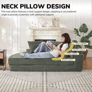 English Elm 78.5-Inch Corduroy Circular Cloud Sofa Modular Reclining Lounger for Living Rooms Green - A W834P498887