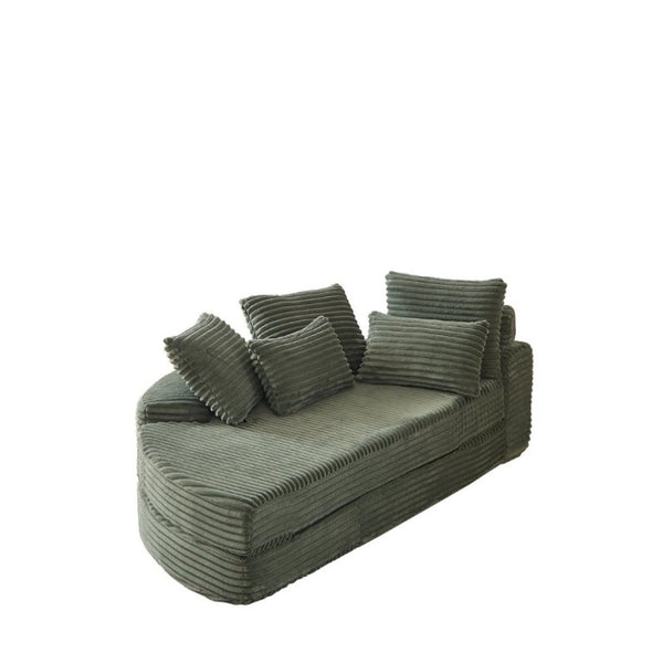 English Elm 78.5-Inch Corduroy Circular Cloud Sofa Modular Reclining Lounger for Living Rooms Green - A W834P498887