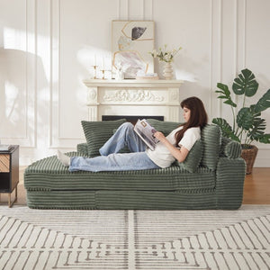 English Elm 78.5-Inch Corduroy Circular Cloud Sofa Modular Reclining Lounger for Living Rooms Green - A W834P498887