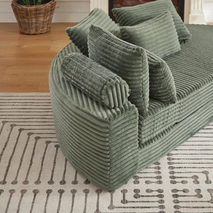 English Elm 78.5-Inch Corduroy Circular Cloud Sofa Modular Reclining Lounger for Living Rooms Green - B W834P498888