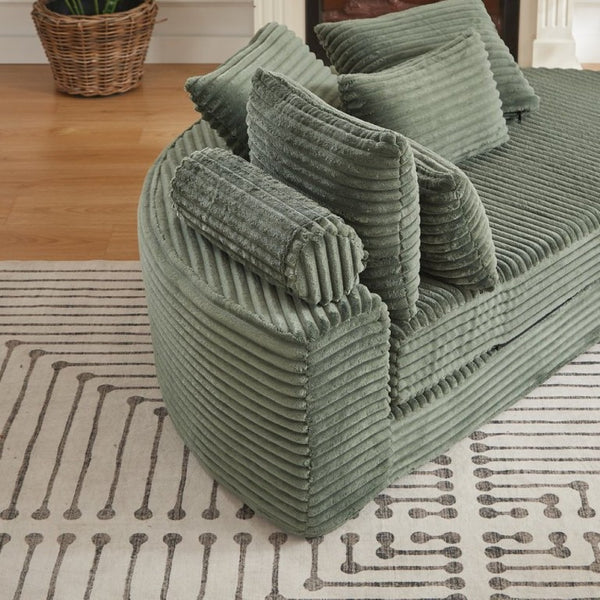English Elm 78.5-Inch Corduroy Circular Cloud Sofa Modular Reclining Lounger for Living Rooms Green - B W834P498888