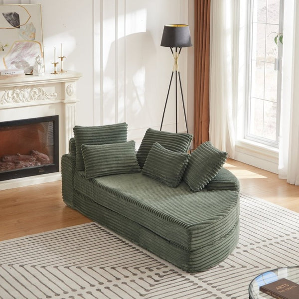 English Elm 78.5-Inch Corduroy Circular Cloud Sofa Modular Reclining Lounger for Living Rooms Green - B W834P498888