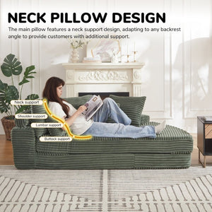 English Elm 78.5-Inch Corduroy Circular Cloud Sofa Modular Reclining Lounger for Living Rooms Green - B W834P498888