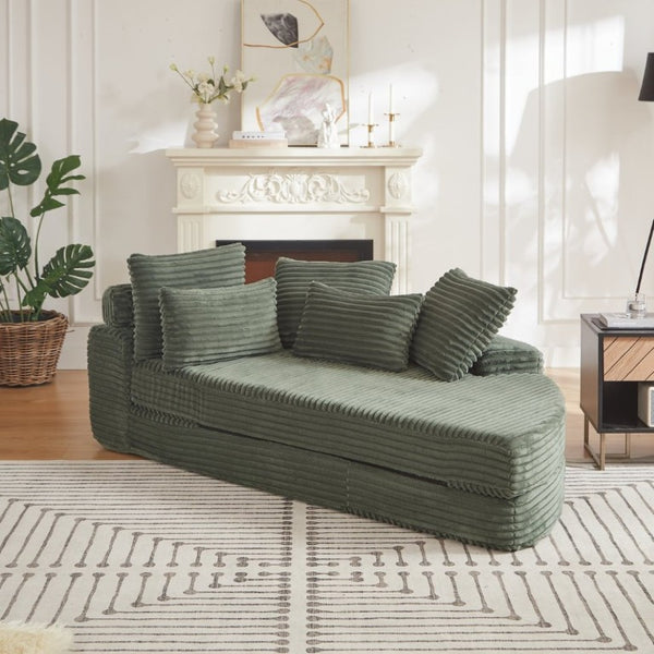 English Elm 78.5-Inch Corduroy Circular Cloud Sofa Modular Reclining Lounger for Living Rooms Green - B W834P498888