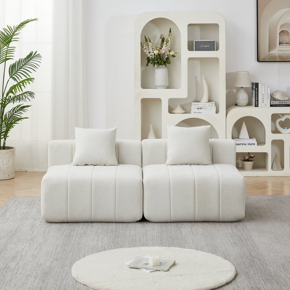 English Elm Chenille Modular Sectional Sofa with Piano Key Pattern for Contemporary Living Spaces Beige W834P514607