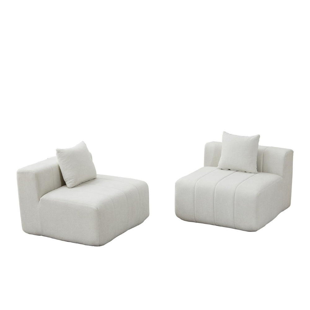 English Elm Chenille Modular Sectional Sofa with Piano Key Pattern for Contemporary Living Spaces Beige W834P514607