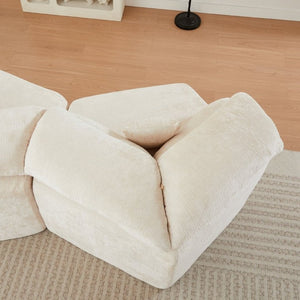 English Elm 53-Inch Chenille Pentagonal Lounge Chair Modular Sculptural Sofa with Wraparound Pillow W834P514611