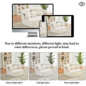 English Elm 53-Inch Chenille Pentagonal Lounge Chair Modular Sculptural Sofa with Wraparound Pillow W834P514611