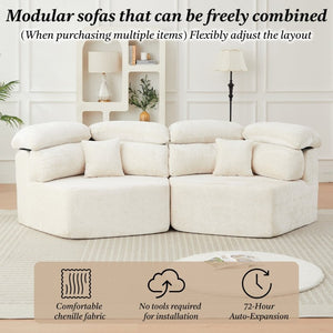 English Elm 53-Inch Chenille Pentagonal Lounge Chair Modular Sculptural Sofa with Wraparound Pillow W834P514611