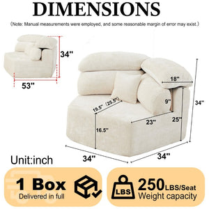 English Elm 53-Inch Chenille Pentagonal Lounge Chair Modular Sculptural Sofa with Wraparound Pillow W834P514611