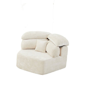 English Elm 53-Inch Chenille Pentagonal Lounge Chair Modular Sculptural Sofa with Wraparound Pillow W834P514611