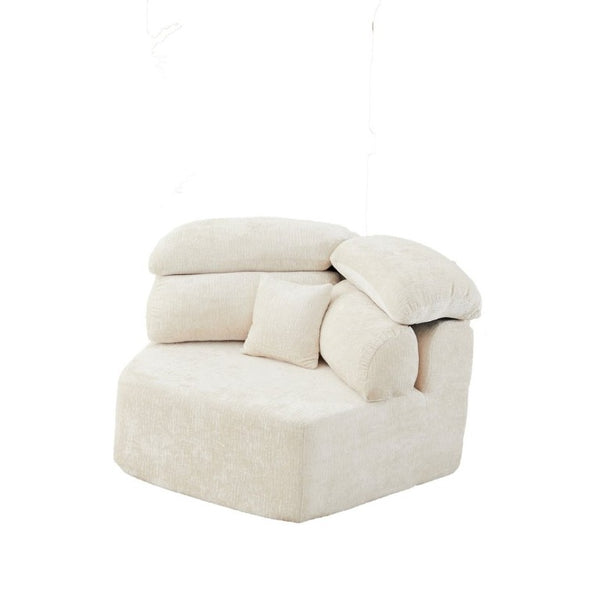 English Elm 53-Inch Chenille Pentagonal Lounge Chair Modular Sculptural Sofa with Wraparound Pillow W834P514611