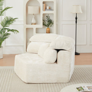 English Elm 53-Inch Chenille Pentagonal Lounge Chair Modular Sculptural Sofa with Wraparound Pillow W834P514611