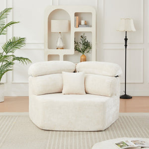 English Elm 53-Inch Chenille Pentagonal Lounge Chair Modular Sculptural Sofa with Wraparound Pillow W834P514611