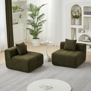 English Elm Chenille Modular Sectional Sofa with Piano Key Pattern for Contemporary Living Spaces Green W834P514619