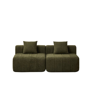 English Elm Chenille Modular Sectional Sofa with Piano Key Pattern for Contemporary Living Spaces Green W834P514619