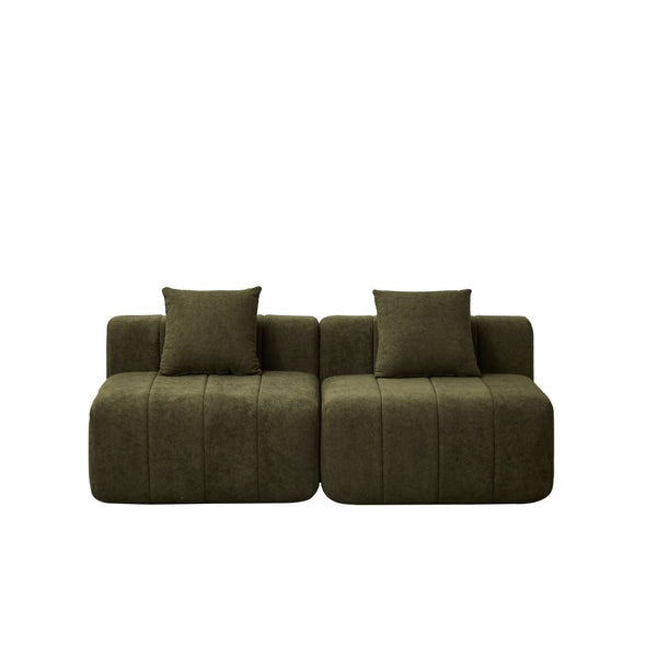 English Elm Chenille Modular Sectional Sofa with Piano Key Pattern for Contemporary Living Spaces Green W834P514619