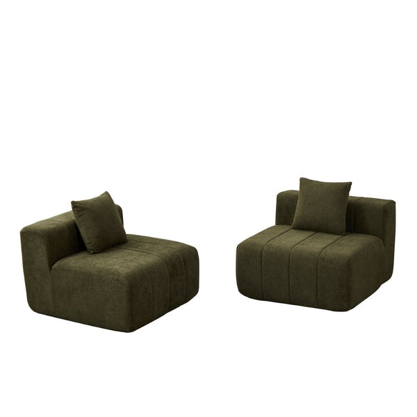 English Elm Chenille Modular Sectional Sofa with Piano Key Pattern for Contemporary Living Spaces Green W834P514619