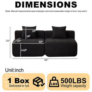 English Elm Chenille Modular Sectional Sofa with Piano Key Pattern for Contemporary Living Spaces Black W834P514620
