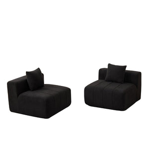 English Elm Chenille Modular Sectional Sofa with Piano Key Pattern for Contemporary Living Spaces Black W834P514620