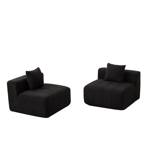 English Elm Chenille Modular Sectional Sofa with Piano Key Pattern for Contemporary Living Spaces Black W834P514620