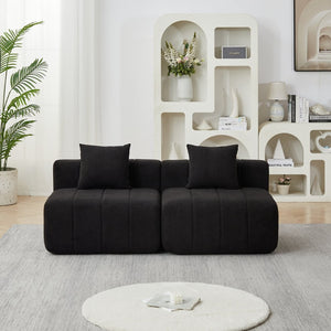 English Elm Chenille Modular Sectional Sofa with Piano Key Pattern for Contemporary Living Spaces Black W834P514620