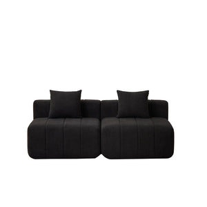 English Elm Chenille Modular Sectional Sofa with Piano Key Pattern for Contemporary Living Spaces Black W834P514620