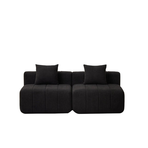 English Elm Chenille Modular Sectional Sofa with Piano Key Pattern for Contemporary Living Spaces Black W834P514620