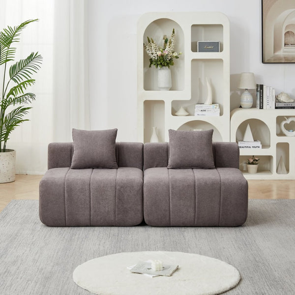 English Elm Chenille Modular Sectional Sofa with Piano Key Pattern for Contemporary Living Spaces Grey W834P514622