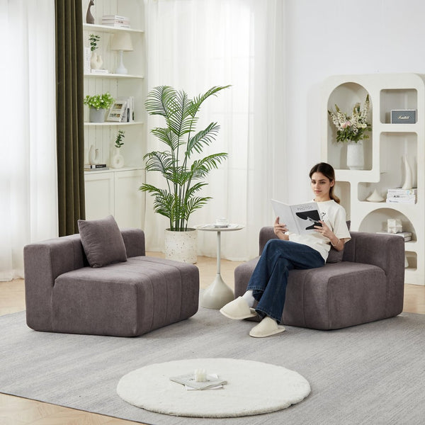 English Elm Chenille Modular Sectional Sofa with Piano Key Pattern for Contemporary Living Spaces Grey W834P514622