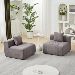 English Elm Chenille Modular Sectional Sofa with Piano Key Pattern for Contemporary Living Spaces Grey W834P514622