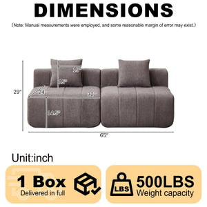 English Elm Chenille Modular Sectional Sofa with Piano Key Pattern for Contemporary Living Spaces Grey W834P514622