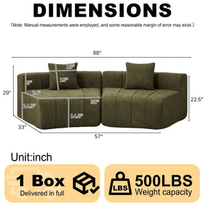 English Elm Chenille Curved Modular Sectional Sofa Soft Semi Circular Seating for Living Rooms Green W834P514624