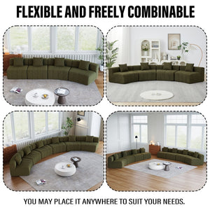 English Elm Chenille Curved Modular Sectional Sofa Soft Semi Circular Seating for Living Rooms Green W834P514624
