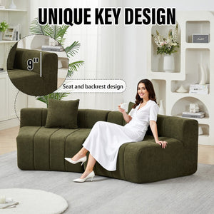 English Elm Chenille Curved Modular Sectional Sofa Soft Semi Circular Seating for Living Rooms Green W834P514624