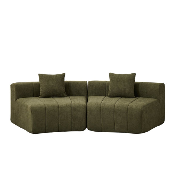 English Elm Chenille Curved Modular Sectional Sofa Soft Semi Circular Seating for Living Rooms Green W834P514624