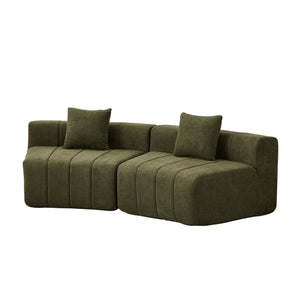 English Elm Chenille Curved Modular Sectional Sofa Soft Semi Circular Seating for Living Rooms Green W834P514624