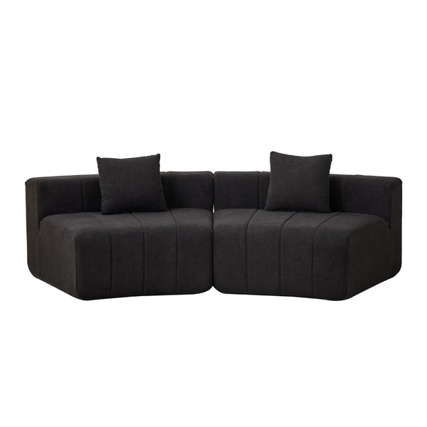English Elm Chenille Curved Modular Sectional Sofa Soft Semi Circular Seating for Living Rooms Black W834P514625